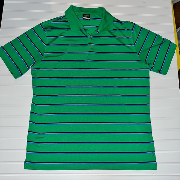 Nike Golf Dri-FIT Polo Shirt XL Green Striped Performance Golf Polo Mens - Picture 6 of 6